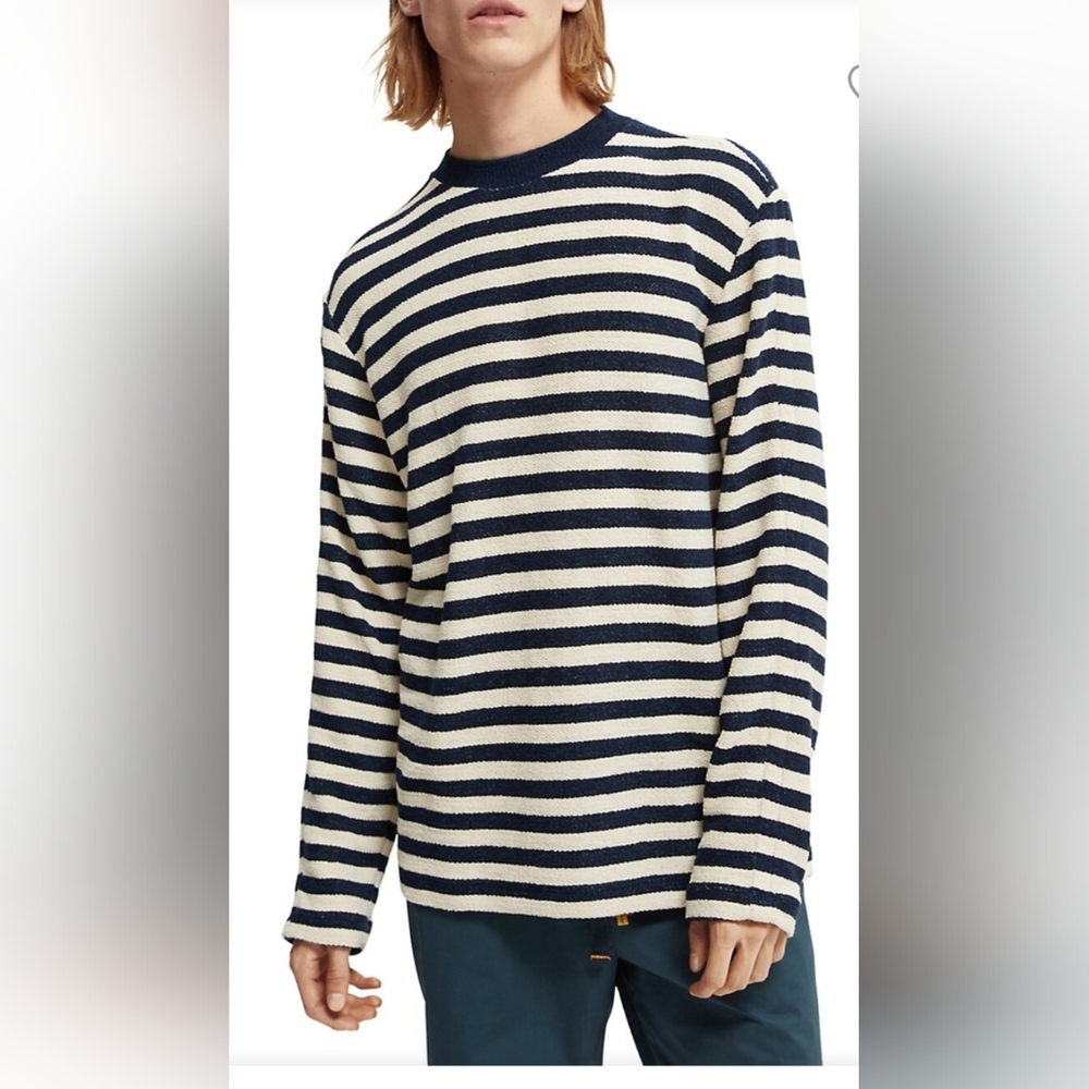 Scotch & SodaStriped Structured Felpa Crewneck Sweatshirt